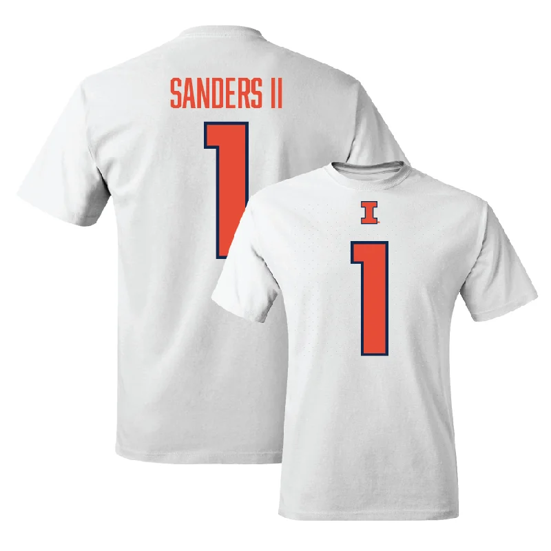 White Illinois Player Tee   - Mario Sanders II