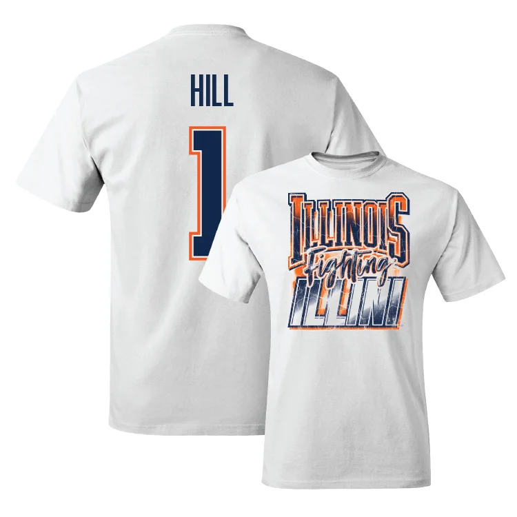 White Illinois Graphic Comfort Colors Tee - Demetrius Hill #1