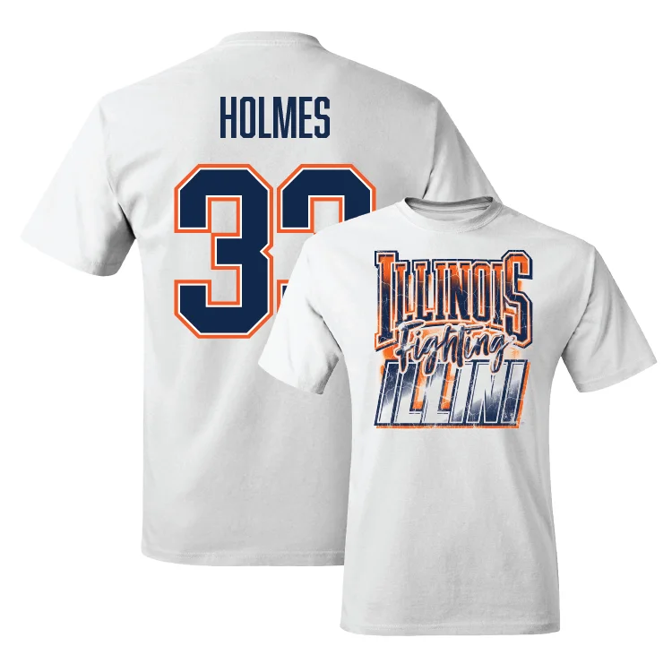 White Illinois Graphic Comfort Colors Tee - Ezekiel Holmes #33