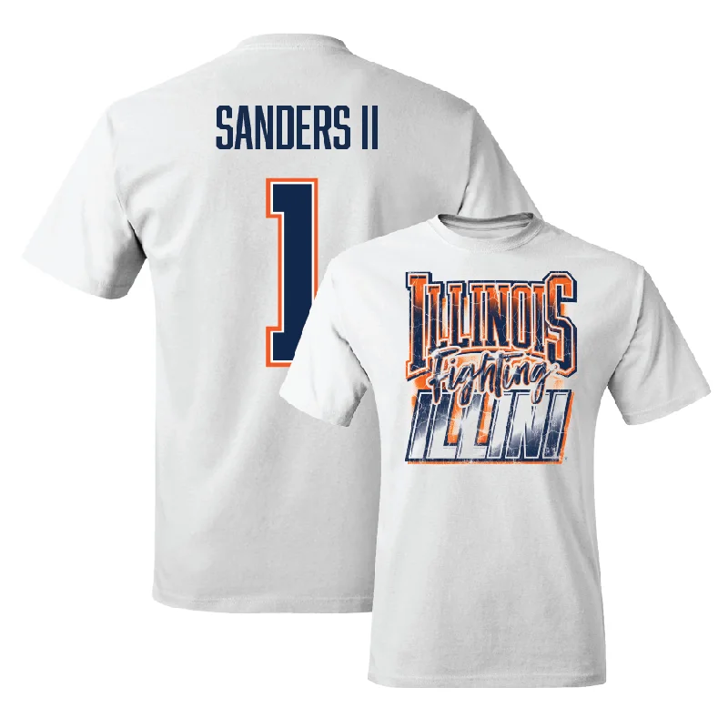 White Illinois Graphic Comfort Colors Tee  - Mario Sanders II