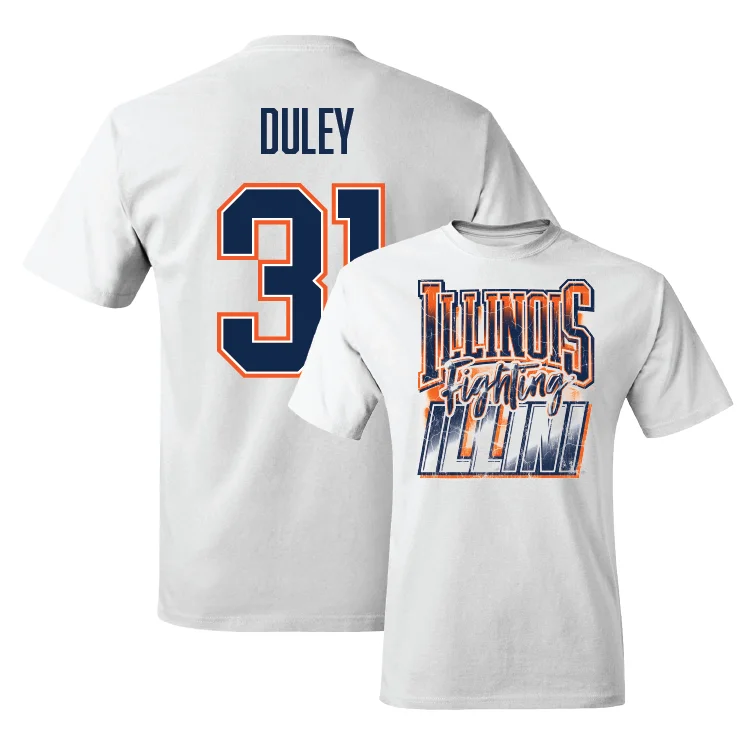 White Illinois Graphic Comfort Colors Tee - Declan Duley #31