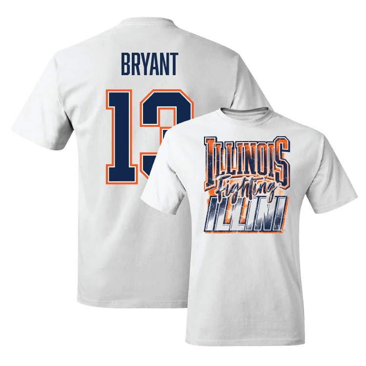 White Illinois Graphic Comfort Colors Tee - Pat Bryant #13