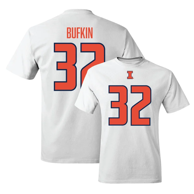 White Illinois Player Tee - CJ Bufkin #32