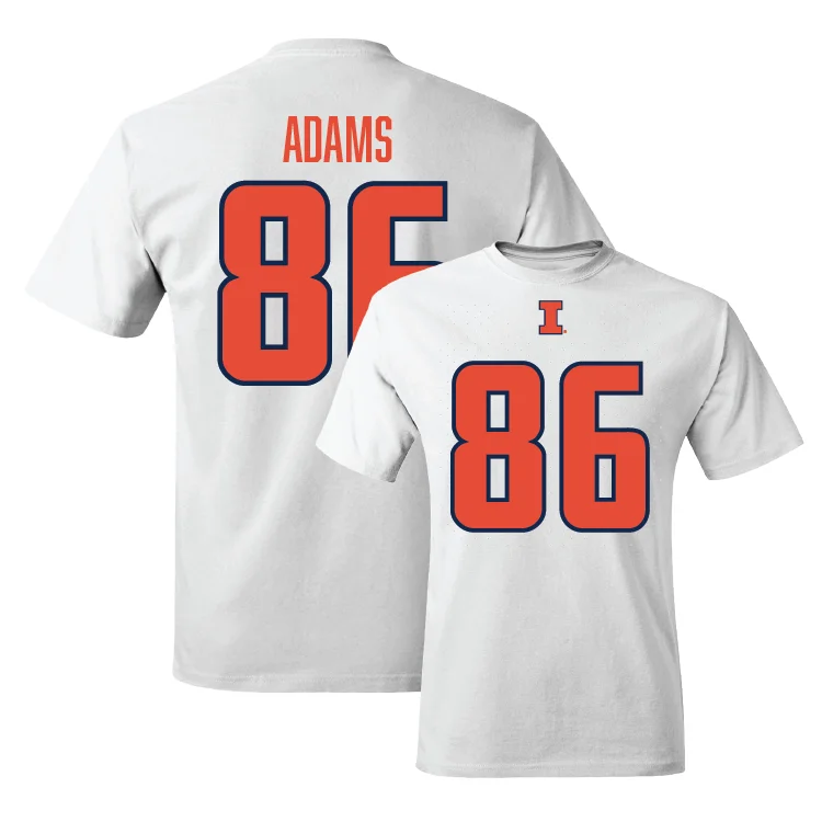 White Illinois Player Tee - Weston Adams #86