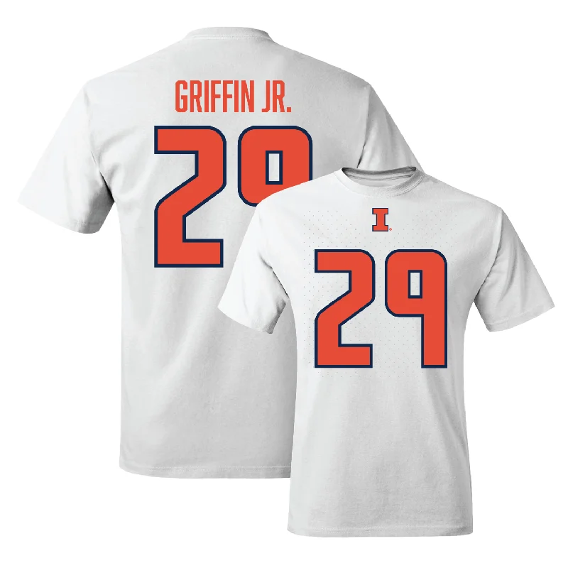 White Illinois Shirsey Comfort Colors Tee - Timothy Griffin Jr.  #29