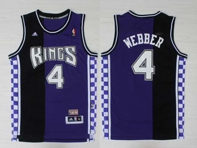 Kings 4 Chris Webber Black And Purple Hardwood Classics Basketball Jersey