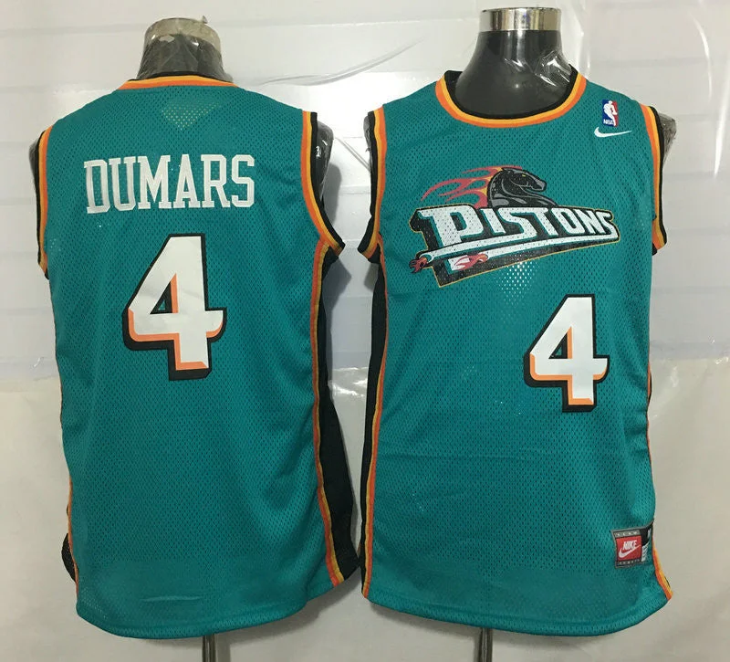 Pistons 4 Joe Dumas Teal Stitched Basketball Jersey