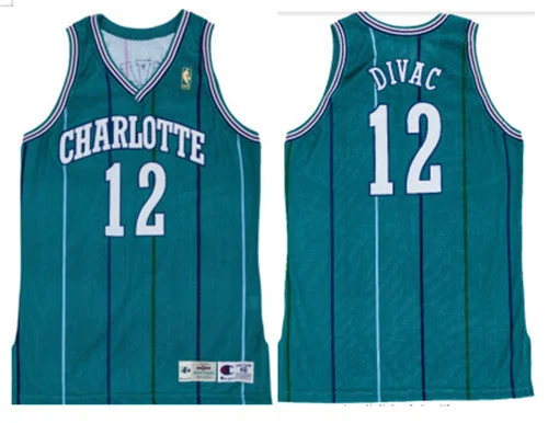 Men's Charlotte Hornets #12 Vlade Divac Light Blue Stitched Basketball Jersey