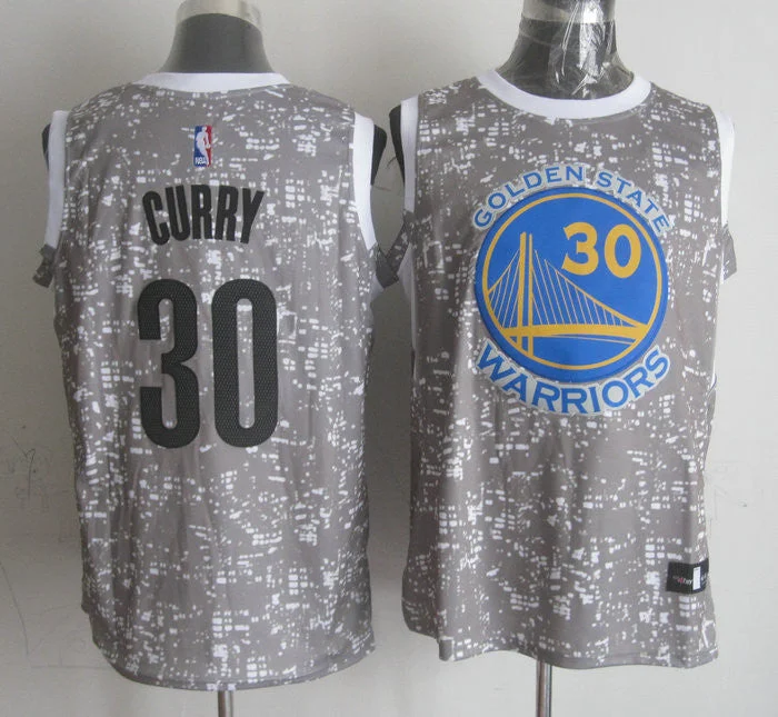 Warriors 30 Stephen Curry Gray City Luminous Basketball Jersey