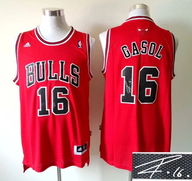 Bulls 16 Gasol Red Signature Edition Basketball Jerseys