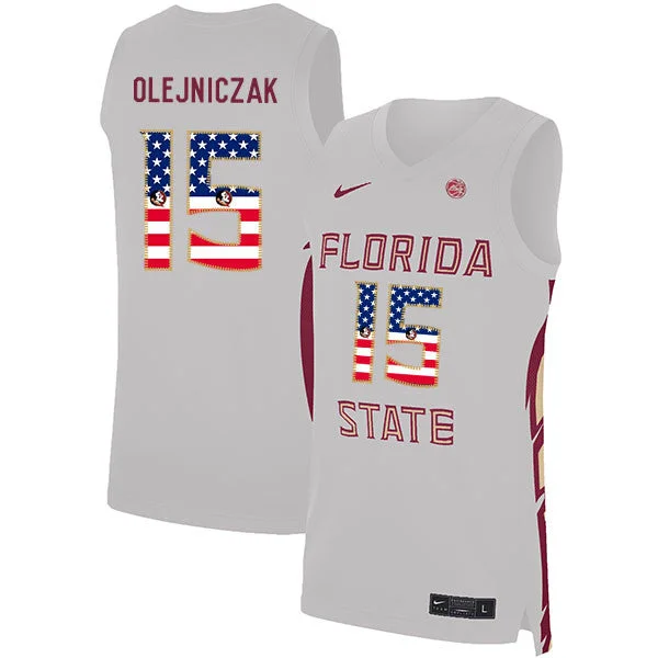 Florida State Seminoles 15 Dominik Olejniczak Whie USA Flag Basketball College Basketball Jersey