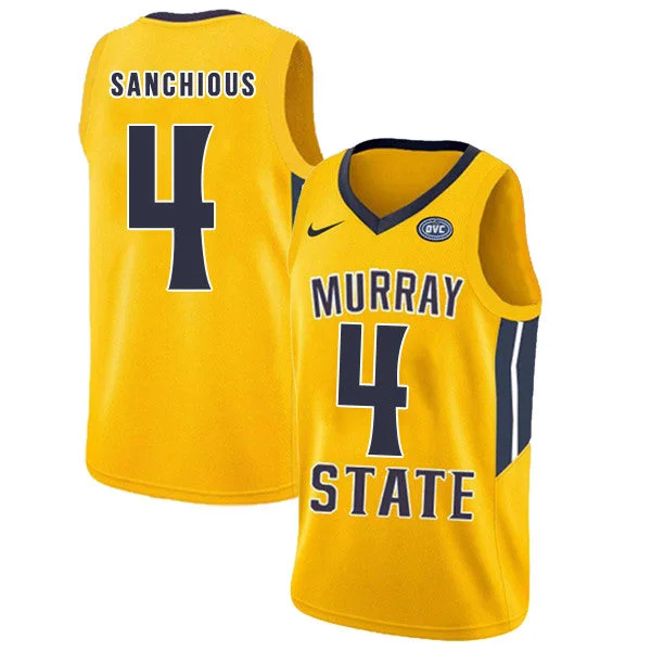 Murray State Racers 4 Brion Sanchious Yellow College Basketball Basketball Jersey