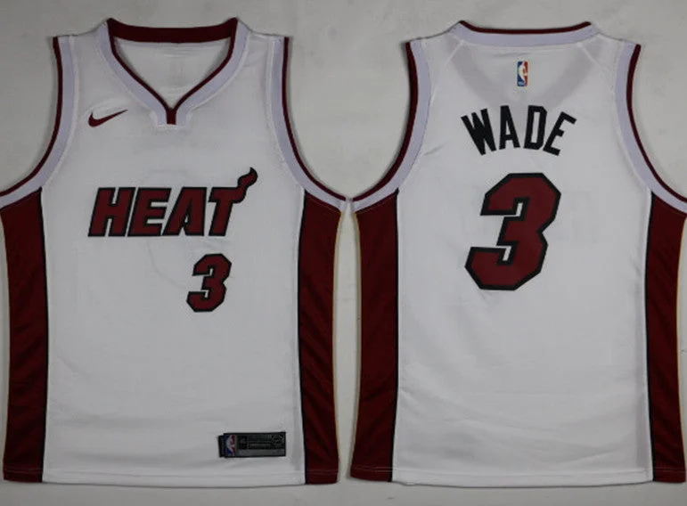 Heat 3 Dwyane Wade White Swingman Basketball Jersey