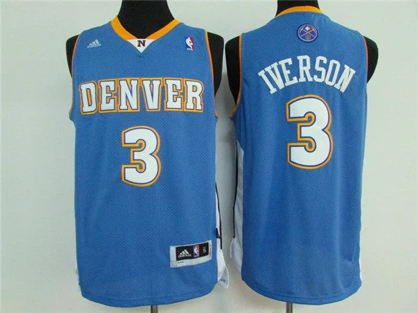 Nuggets 3 Allen Iverson Light Blue Swingman Basketball Jersey