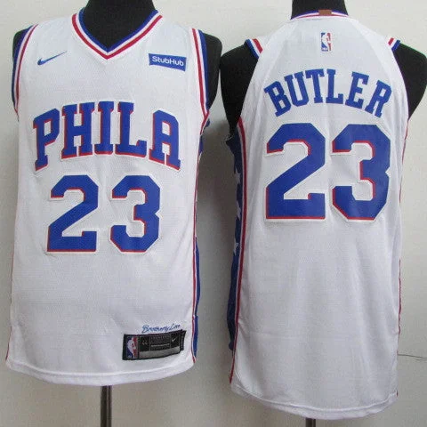 76ers 23 Jimmy Butler White Authentic Basketball Jersey