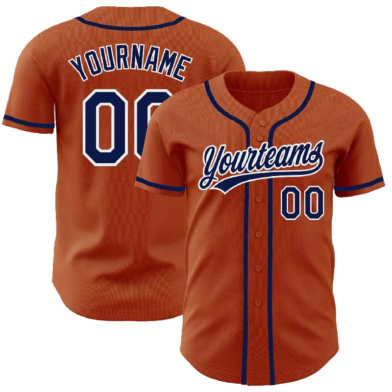 Custom Texas Orange Navy-White Authentic Baseball Jersey