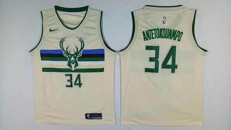 Bucks 34 Giannis Antetokounmpo Cream City Edition Swingman Basketball Jersey