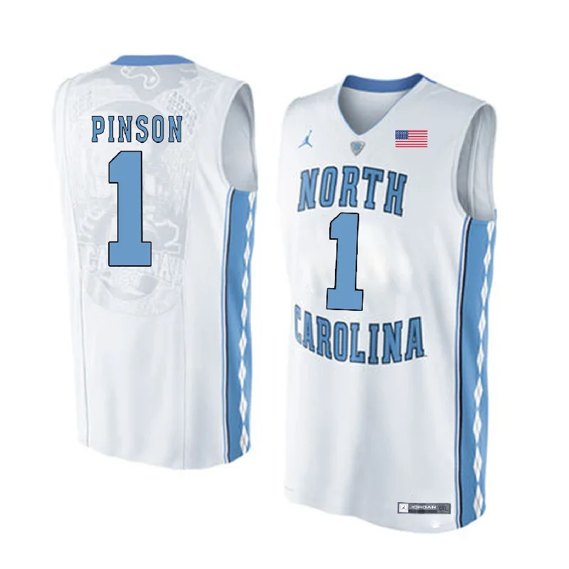 North Carolina Tar Heels 1 Theo Pinson White College Basketball Basketball Jersey