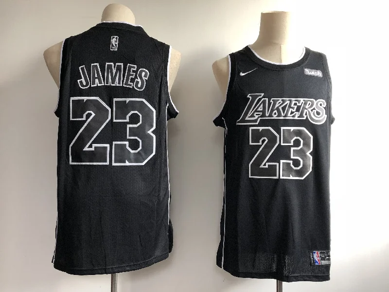 Men's Los Angeles Lakers #23 LeBron James Black 2018/19 Edition Swingman Stitched Basketball Jersey