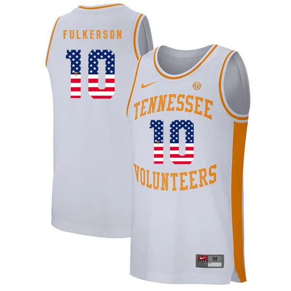 Tennessee Volunteers 10 John Fulkerson White USA Flag College Basketball Basketball Jersey