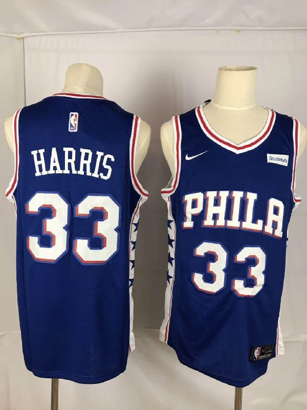 76ers 33 Tobias Harris Blue Throwback Swingman Basketball Jersey