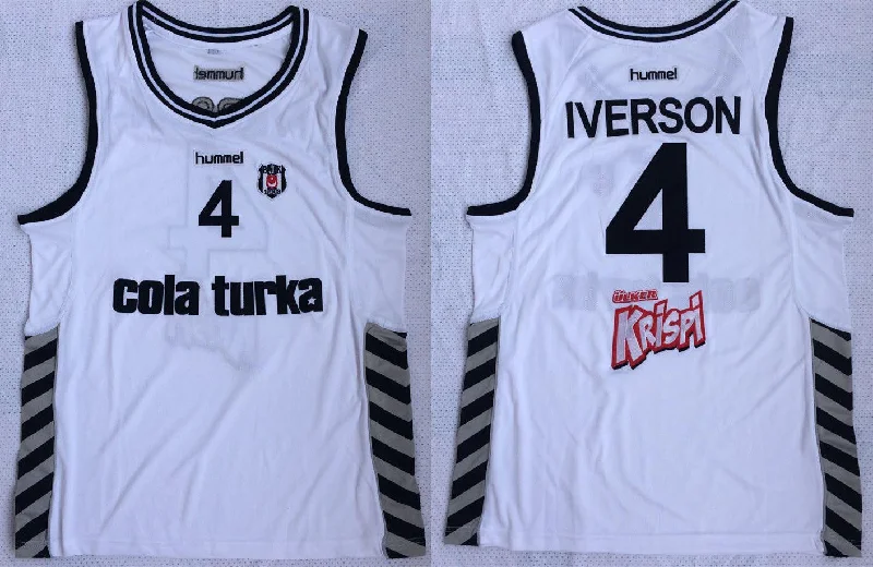 Besiktas 4 Allen Iverson White Basketball Basketball Jersey