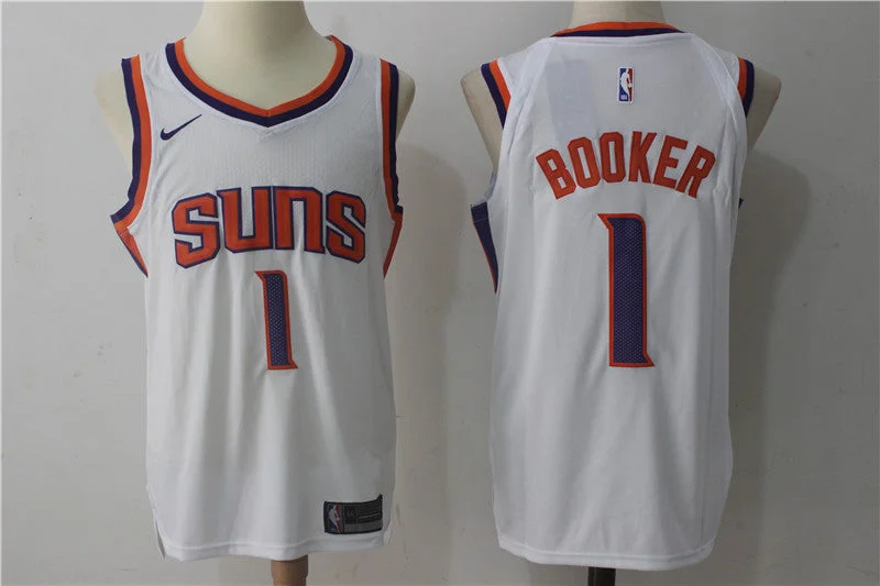 Suns 1 Devin Booker White Authentic Basketball Jersey(Without the sponsor logo)