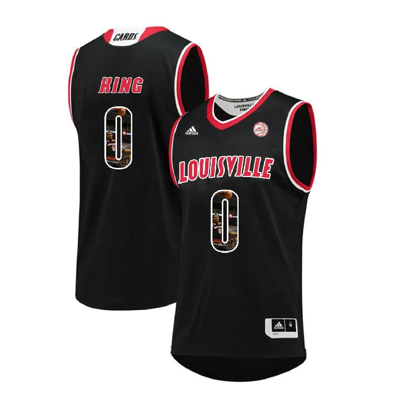 Louisville Cardinals 0 Diamond King Black With Portrait Print College Basketball Basketball Jersey