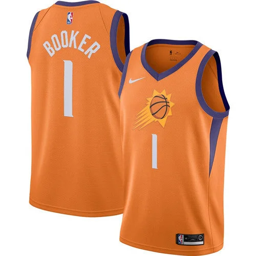 Men's Phoenix Suns #1 Devin Booker Orange Stitched Basketball Jersey