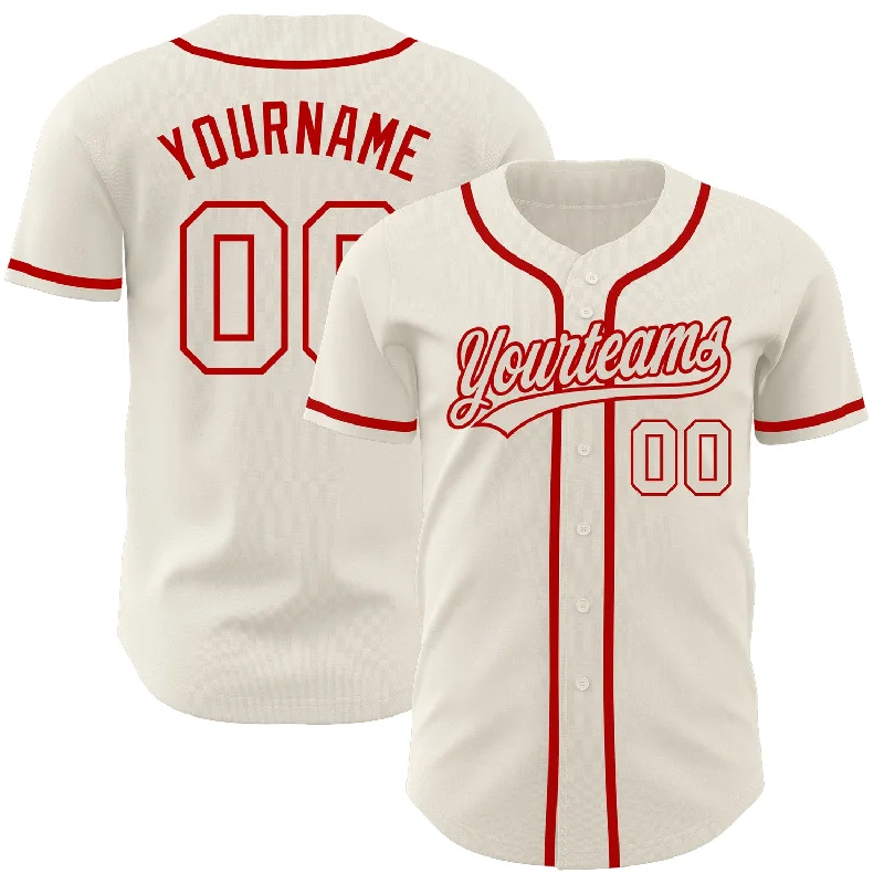 Custom Cream Cream-Red Authentic Baseball Jersey