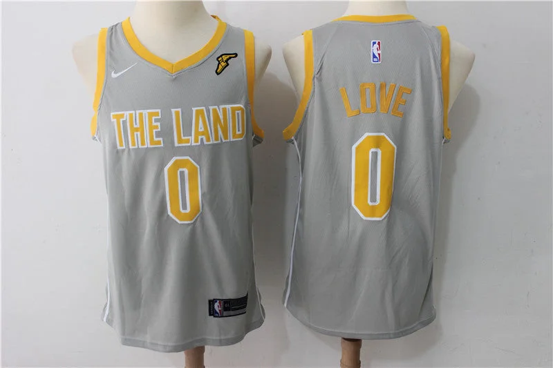 Cavaliers 0 Kevin Love Burgundy Gray The Land Swingman Basketball Jersey