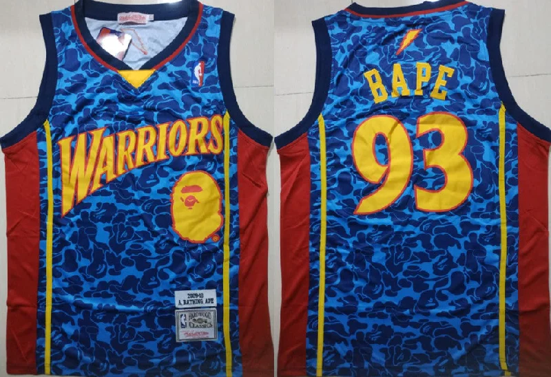 Warriors 93 Bape Blue 2009-10 Hardwood Classics Basketball Jersey