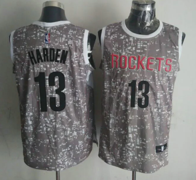 Rockets 13 James Harden Gray City Luminous Basketball Jersey