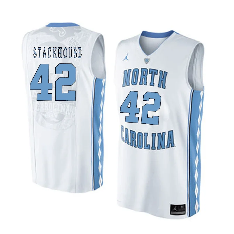 North Carolina Tar Heels 42 Jerry Stackhouse White College Basketball Basketball Jersey