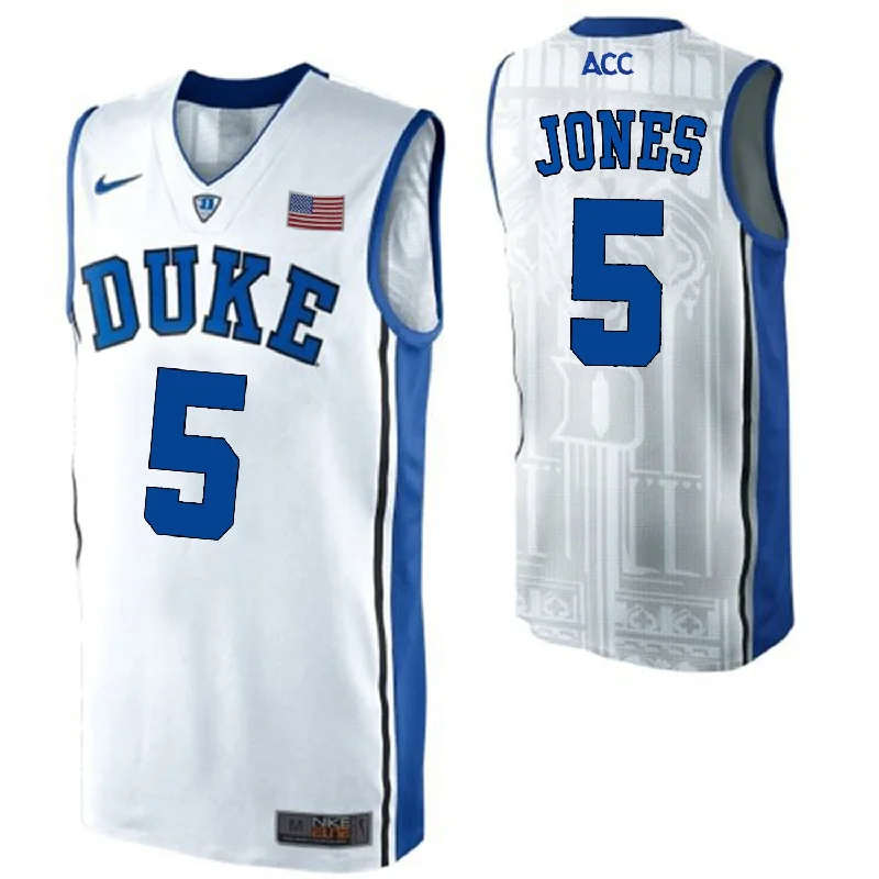 Duke Blue Devils 5 Tyus Jones White College Basketball Elite Basketball Jersey