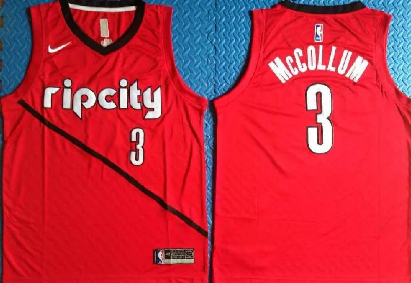 Blazers 3 C.J. McCollum Red City Edition Swingman Basketball Jersey