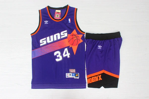 Suns 34 Charles Barkley Purple Hardwood Classics Basketball Jersey(With Shorts)