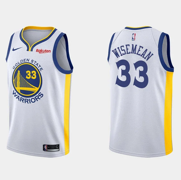 Men's Golden State Warriors #33 James Wiseman White Stitched Basketball Jersey