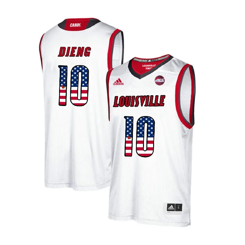 Louisville Cardinals 10 Gorgui Dieng White USA Flag College Basketball Basketball Jersey