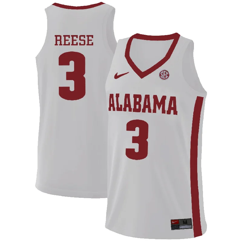 Alabama Crimson Tide 3 Alex Reese White College Basketball Basketball Jersey