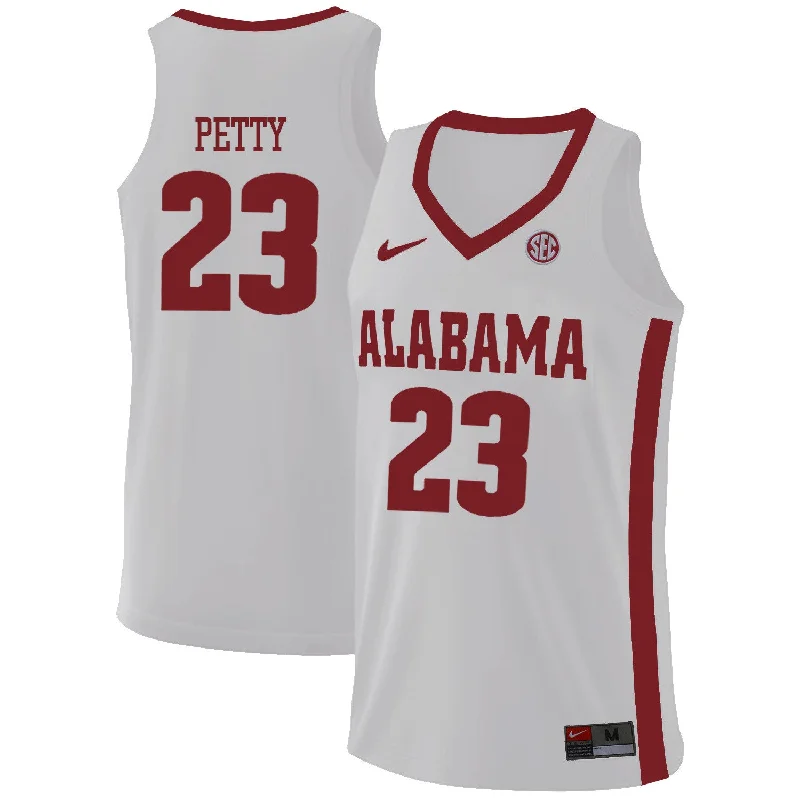 Alabama Crimson Tide 23 John Petty White College Basketball Basketball Jersey