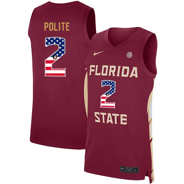 Florida State Seminoles 2 Anthony Polite Red USA Flag Basketball College Basketball Jersey