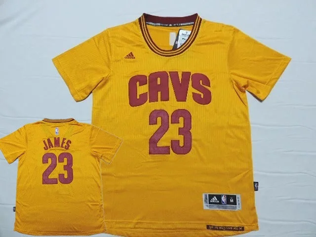 Cavaliers 23 James Yellow 2014-15 Short Sleeve Basketball Jersey