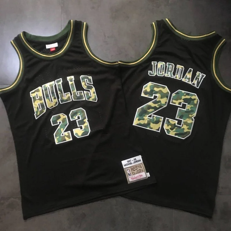 Bulls 23 Michael Jordan Black Camo 1997-98 Hardwood Classics Basketball Jersey