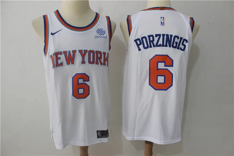 Knicks 6 Kristaps Porzingis White Authentic Basketball Jersey