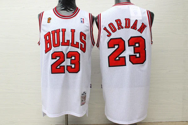 Bulls 23 Michael Jordan White 1995-96 Champions Hardwood Classics Basketball Jersey