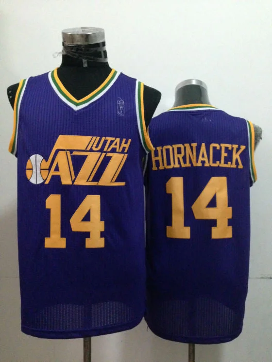 Jazz 14 Hornacek Purple Basketball Jerseys