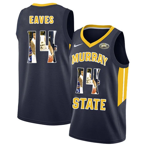 Murray State Racers 14 Jaiveon Eaves Navy Fashion College Basketball Basketball Jersey