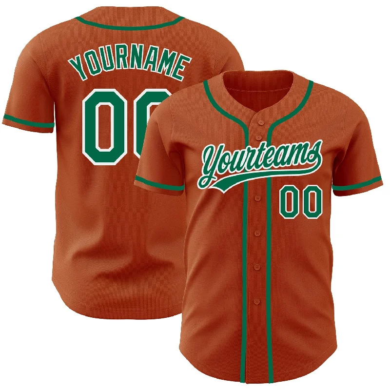 Custom Texas Orange Kelly Green-White Authentic Baseball Jersey