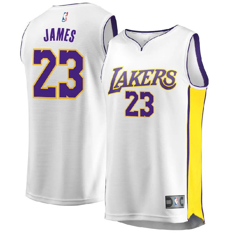 Men's Los Angeles Lakers #23 LeBron James White Stitched Basketball Jersey